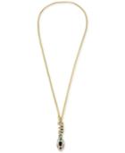 Betsey Johnson Gold-tone Multicolor Pave Snake Lariat Necklace