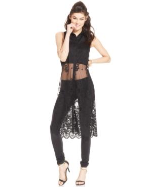 Material Girl Juniors' Long Lace Top