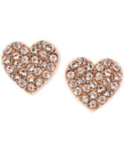 Dkny Rose Gold-tone Pave Heart Stud Earrings