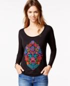 Lucky Brand Embroidered Scoop-neck Top