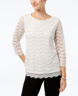 Charter Club Contrast Lace Top, Created For Macy's