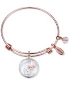 Unwritten Butterfly Charm Adjustable Bangle Bracelet In Rose Gold-tone Stainless Steel