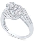 Diamond Triple Cluster Engagement Ring (1 Ct. T.w.) In 14k Gold Or White Gold