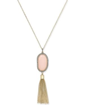 Inc International Concepts Gold-tone Pink Stone Tassel Pendant Necklace, Only At Macy's