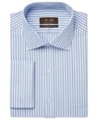Tasso Elba Non-iron Blue Textured Stripe French Cuff Dress Shirt, Only At Macy's