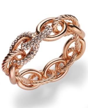 Inc International Concepts Rose Gold-tone Pave Link Stretch Bracelet