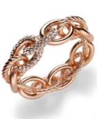 Inc International Concepts Rose Gold-tone Pave Link Stretch Bracelet