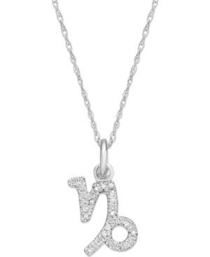 Diamond Necklace, 10k White Gold Diamond Capricorn Zodiac Pendant (1/10 Ct. T.w.)