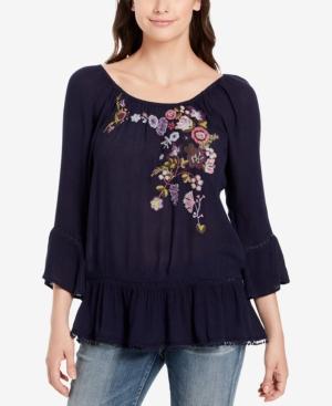 Vintage America Brenda Embroidered Peasant Top