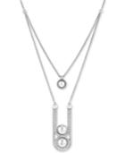 Lucky Brand Silver-tone Bead 24 Double-layer Necklace