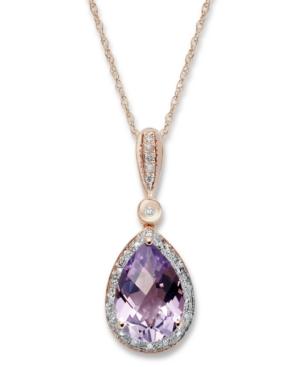 14k Rose Gold Necklace, Amethyst (2-3/4 Ct. T.w.) And Diamond Accent Pear Pendant