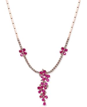 Rosa By Effy Ruby (5-1/8 Ct. T.w.) And Diamond (1-1/2 Ct. T.w.) Necklace In 14k Rose Gold