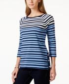 Charter Club Striped Button Detail Top, Only At Macy's