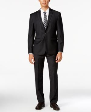 Vince Camuto Men's Slim-fit Charcoal Flannel Suit