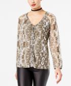 Inc International Concepts Printed Lace-up Top, Created For Macy's
