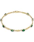 Emerald (1-3/4 Ct. T.w.) And Diamond (1/10 Ct. T.w.) Link Bracelet In 14k Gold