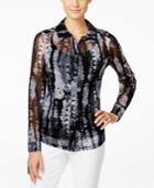 Inc International Concepts Printed Button-down Blouse, Only At Macy's