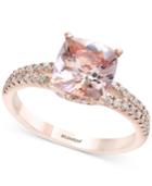 Gemstone Bridal By Effy Morganite (1-5/8 Ct. T.w.) & Diamond (1/4 Ct. T.w.) Ring In 18k Rose Gold