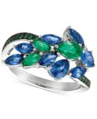 Le Vian Precious Collection Sapphire (1-1/2 Ct. T.w.), Emerald (2/3 Ct. T.w.) And Diamond Accent Statement Ring In 14k White Gold, Only At Macy's