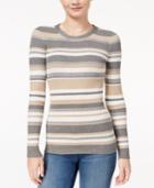 Hooked Up By Iot Juniors' Striped Zip-back Sweater