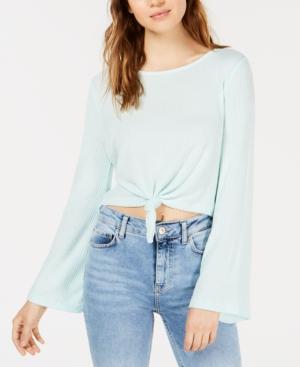 Hippie Rose Juniors' Knot-front Ribbed Top