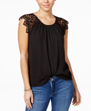 Miss Chievous Juniors' Crochet-sleeve Top