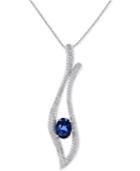 Royale Bleu By Effy Diffused Sapphire (1-3/8 Ct. T.w.) And Diamond (5/8 Ct. Tw.) Pendant Necklace In 14k White Gold