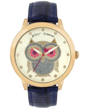 Betsey Johnson Women's Blue Faux Leather Strap Watch 44mm Bj00280-27