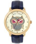 Betsey Johnson Women's Blue Faux Leather Strap Watch 44mm Bj00280-27