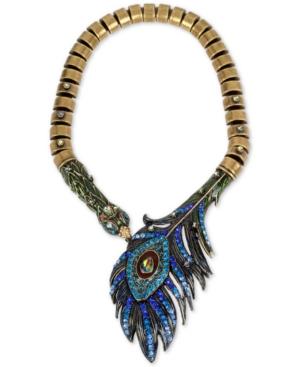 Betsey Johnson Gold-tone Multi-stone Peacock Collar Necklace