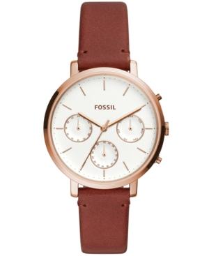 Fossil Womens Sylvia Brown Leather Strap Watch Es4434