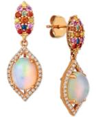 Le Vian Opal (1-5/8 Ct. T.w.), Multi-sapphire (1/2 Ct. T.w.) And Diamond (1/4 Ct. T.w.) Drop Earrings In 14k Rose Gold