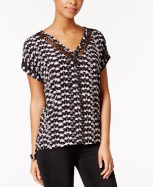 Calvin Klein Jeans Lattice-trim Printed Top
