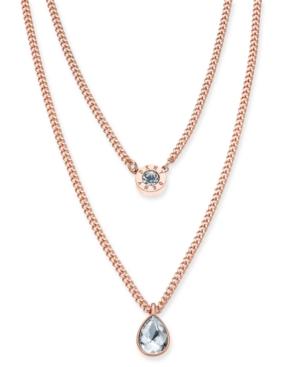 Dkny Rose Gold-tone Crystal Layered Necklace, 16 + 3 Extender, Created For Macy's
