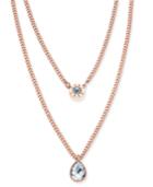 Dkny Rose Gold-tone Crystal Layered Necklace, 16 + 3 Extender, Created For Macy's