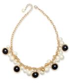 Charter Club Gold-tone Pave, Imitation Pearl & Bead Shaky Collar Necklace, 17 + 2 Extender, Created For Macy's