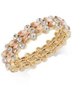 Charter Club Gold-tone Pink And Clear Crystal Stretch Bracelet, Only At Macy's