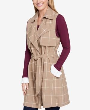 Tommy Hilfiger Windowpane Belted Vest, Created For Macy's