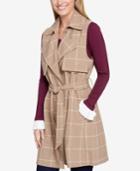 Tommy Hilfiger Windowpane Belted Vest, Created For Macy's