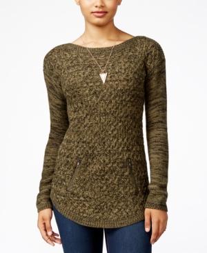 It's Our Time Juniors' Zipper-trim Pullover Tunic Sweater