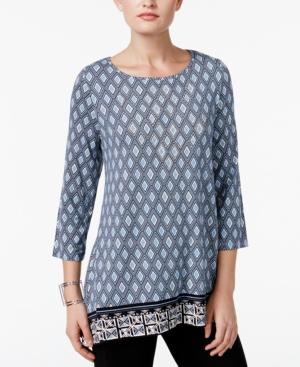 Jm Collection Geo-print Handkerchief-hem Tunic, Only At Macy's