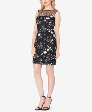 Tahari Asl Petite Floral-embroidered Sheath Dress