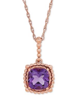 Amethyst (1-1/3 Ct. T.w.) Beaded 18 Pendant Necklace In 10k Rose Gold
