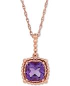 Amethyst (1-1/3 Ct. T.w.) Beaded 18 Pendant Necklace In 10k Rose Gold