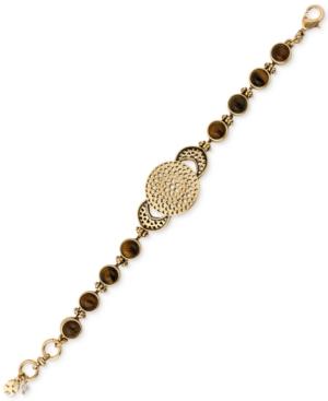 Lucky Brand Gold-tone Tortoiseshell-look Openwork Disc Link Bracelet