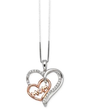 Diamond Mom Pendant Necklace (1/10 Ct. T.w.) In Sterling Silver And 14k Rose Gold
