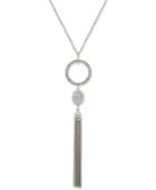 Inc International Concepts Silver-tone Crystal Pave Circle Pendant Tassel Necklace, Only At Macy's