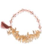 Lonna & Lilly Gold-tone Bead, Tassel & Shaky Leaf Stretch Bracelet