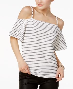 Bar Iii Striped Cold-shoulder Top, Only At Macy's