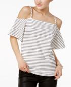 Bar Iii Striped Cold-shoulder Top, Only At Macy's